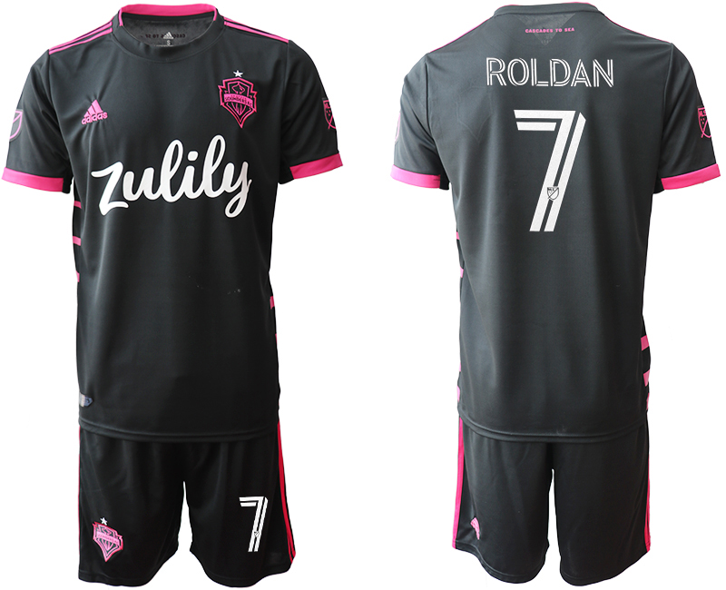 Men 2020-2021 club Seattle Sounders away #7 black Soccer Jerseys